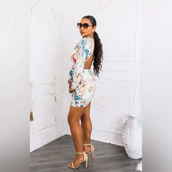 Elegant Multicolor Swirl Dress - Picture 3 of 5